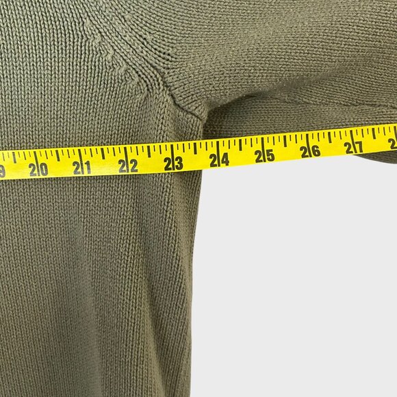 L.L. Bean Cotton-Knit Quarter-Zip Sweater Olive Men's XLT Long-Sleeve Pullover - Picture 9 of 10